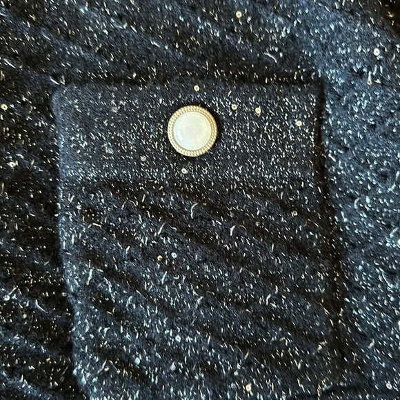 POL NWOT Metallic cable knit oversized cropped open front Cardigan size Large - Picture 5 of 15